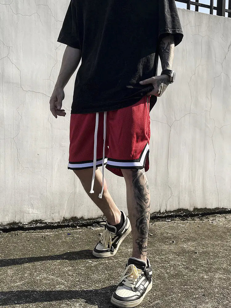 Loose Fit Mesh Drawstring Basketball Shorts