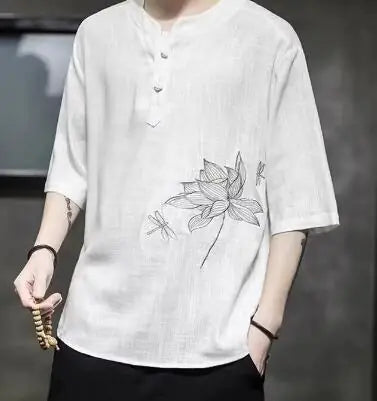 Men's Summer Printed Crew Neck 3/4 Sleeve T-Shirt