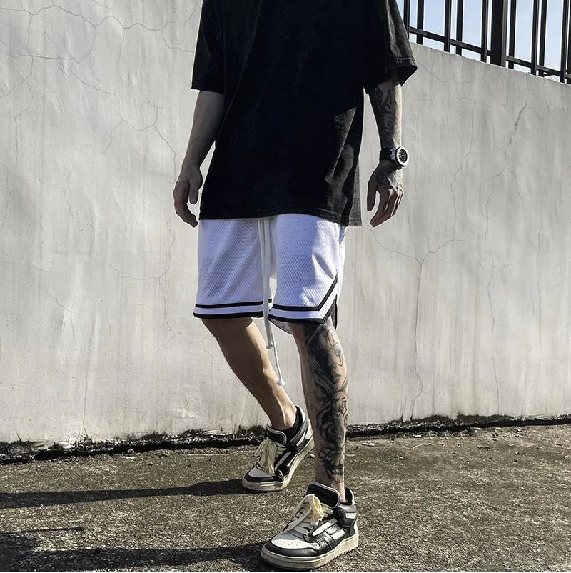 Loose Fit Mesh Drawstring Basketball Shorts