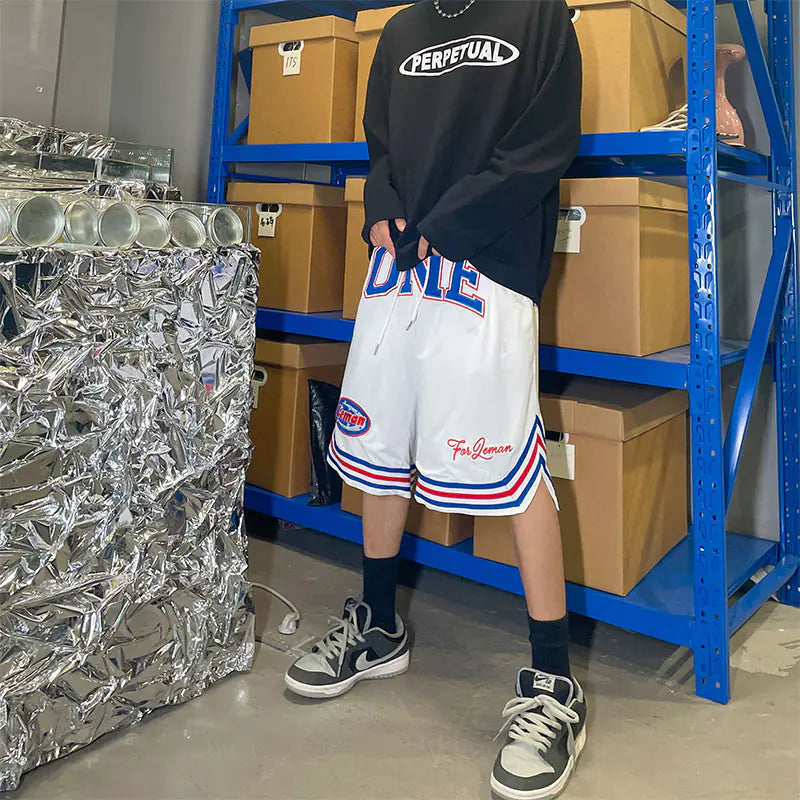 Embroidered Letter Loose Basketball Sweatpants