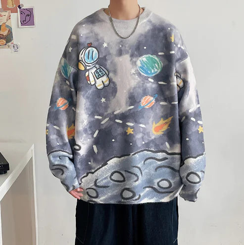 Men's Retro Tie Dye Casual Sweater