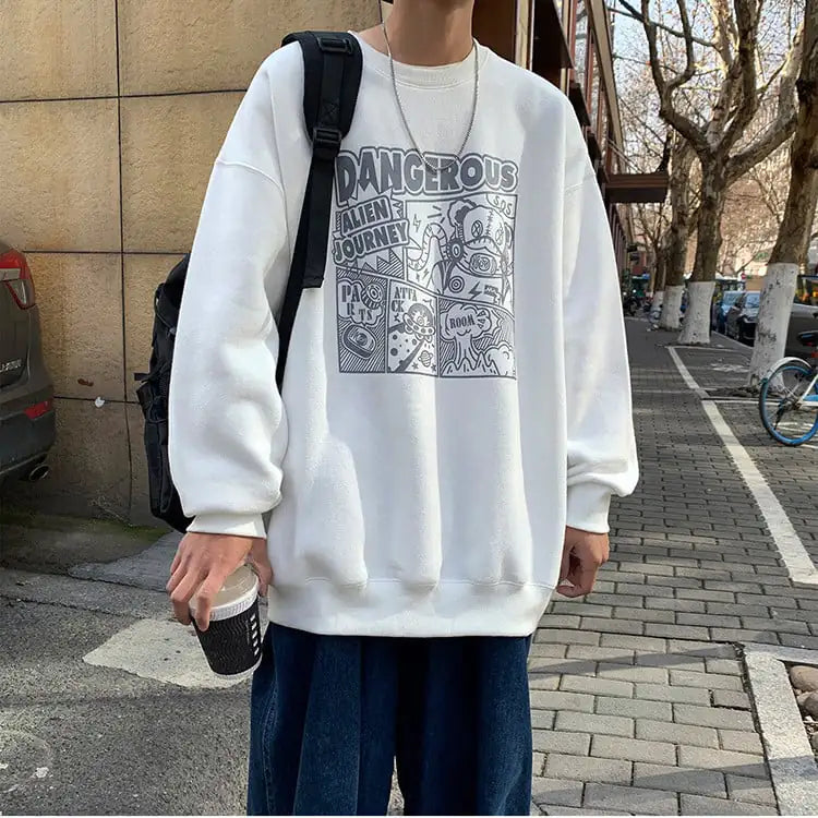 Men's Cartoon Sweater - Lazy Style Hoodless Round Neck