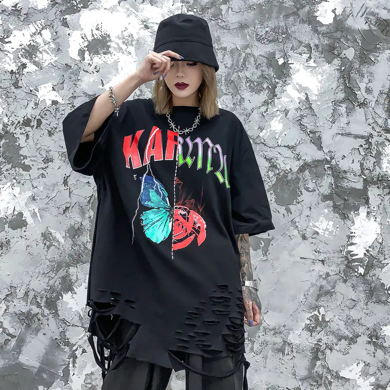 Men's Ripped Hem Short Sleeve T-Shirt - Summer Streetwear