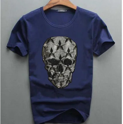 Trendy Star Skull Rhinestone Couple Short Sleeve T-Shirt