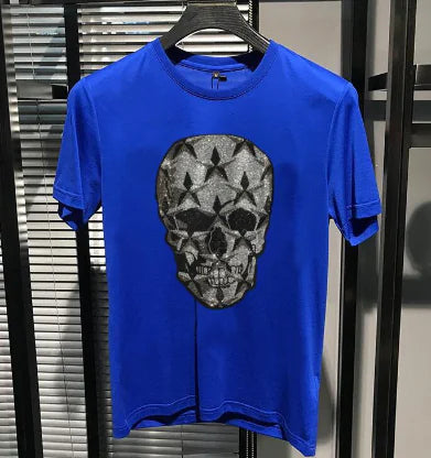 Trendy Star Skull Rhinestone Couple Short Sleeve T-Shirt