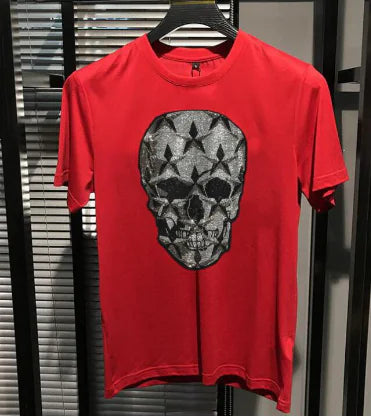 Trendy Star Skull Rhinestone Couple Short Sleeve T-Shirt