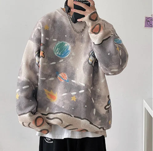 Men's Retro Tie Dye Casual Sweater
