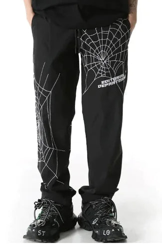 Spiderweb Embroidered Sweatpants