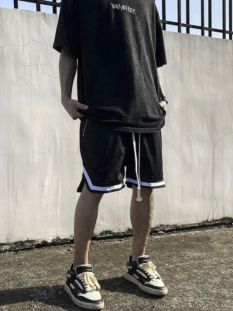 Loose Fit Mesh Drawstring Basketball Shorts