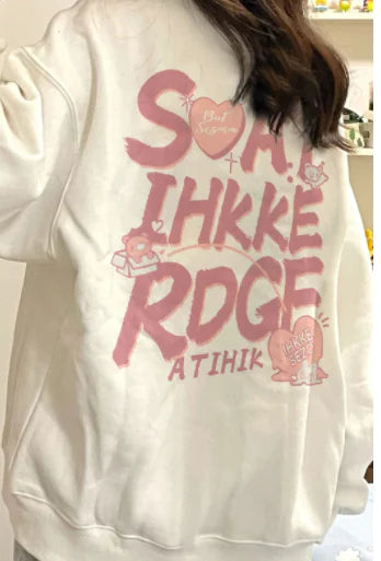 European American Letter Print Sweatshirt for Fall/Winter