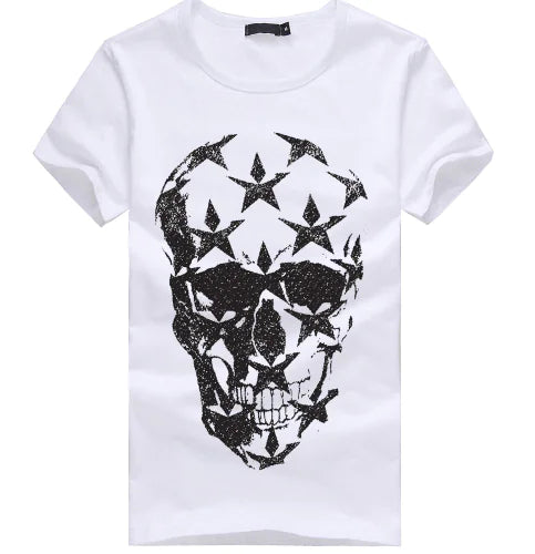 Trendy Star Skull Rhinestone Couple Short Sleeve T-Shirt