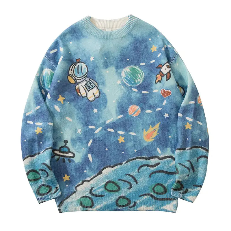 Men's Retro Tie Dye Casual Sweater