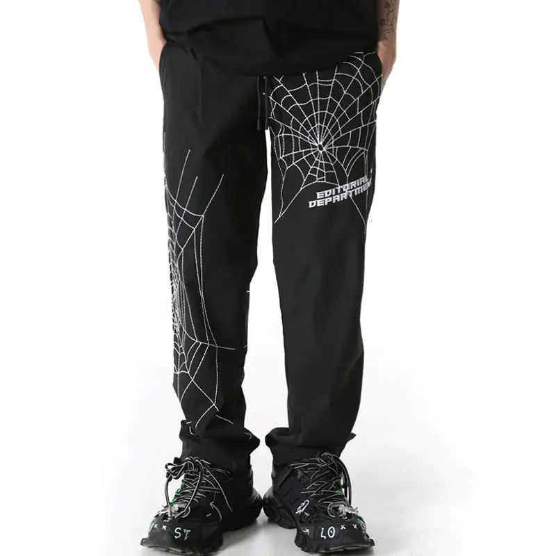 Spiderweb Embroidered Sweatpants