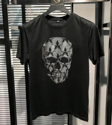 Trendy Star Skull Rhinestone Couple Short Sleeve T-Shirt