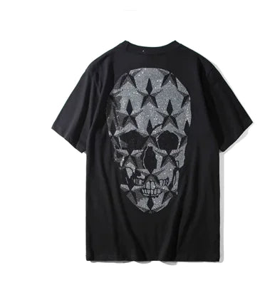 Trendy Star Skull Rhinestone Couple Short Sleeve T-Shirt