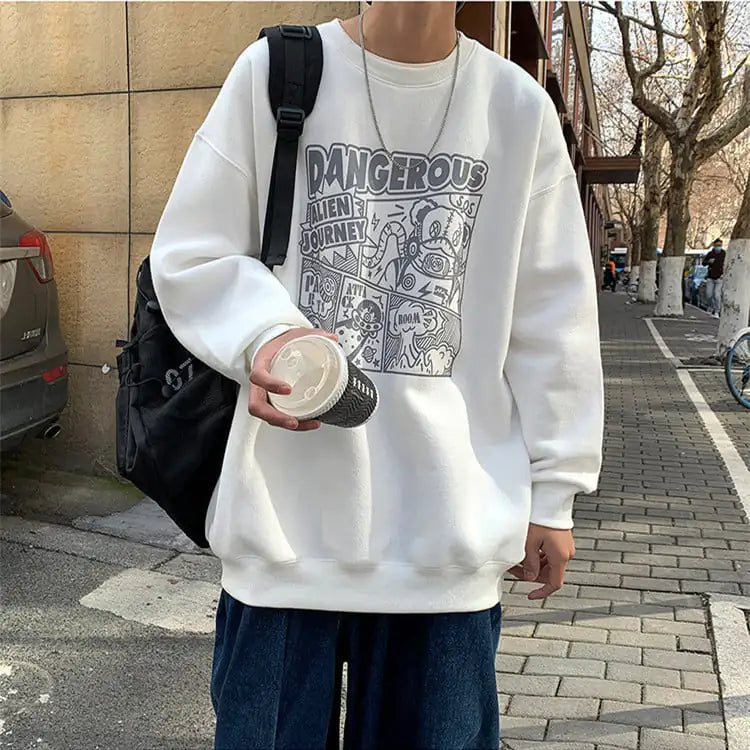 Men's Cartoon Sweater - Lazy Style Hoodless Round Neck