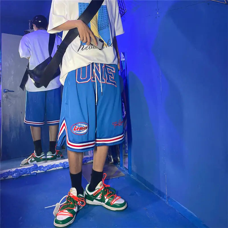 Embroidered Letter Loose Basketball Sweatpants